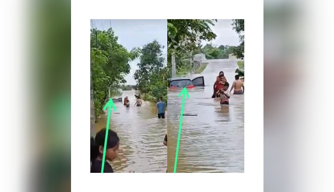 Nekat Terobos Banjir, Mobil Nyaris Hanyut di Desa Moncongloe