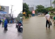 Hujan Lebat Rendam Jalan Poros Daya Moncongloe, Warga Jadikan Kolam Dadakan untuk Menangkap Ikan