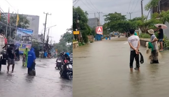 Hujan Lebat Rendam Jalan Poros Daya Moncongloe, Warga Jadikan Kolam Dadakan untuk Menangkap Ikan