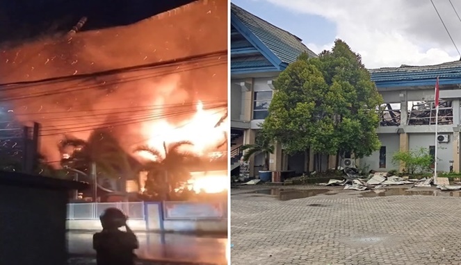 Aula dan Ruang Keuangan Kantor Disdik Makassar Hangus Terbakar