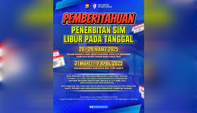 Satlantas Polres Gowa Umumkan Libur Pelayanan SIM