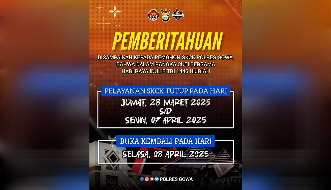 Mau Urus SKCK Cek Jadwal Libur Polres Gowa