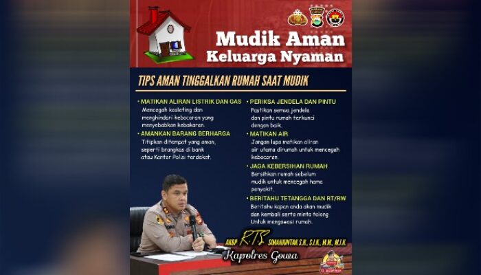 Kapolres Gowa Bagikan Tips Mudik Aman: Rumah Terjaga, Perjalanan Nyaman