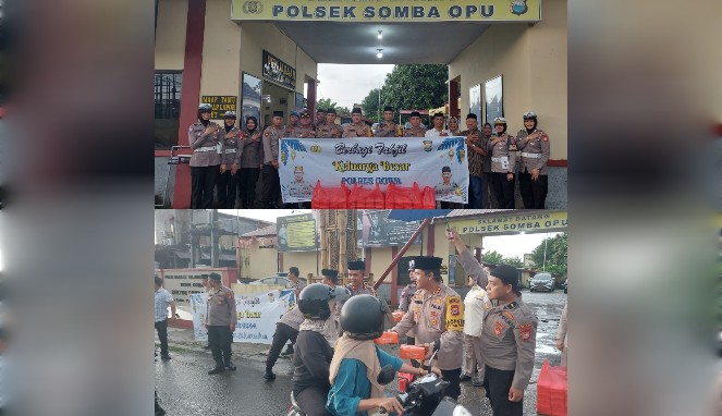 Berkah Ramadan Polres Gowa Bagikan Takjil ke Warga