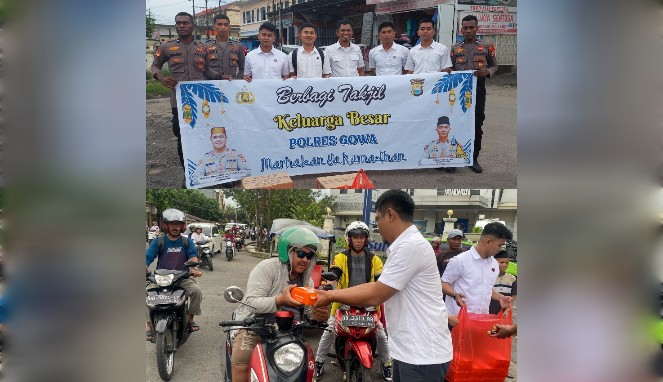 Peduli Sesama Satreskrim Polres Gowa Turun ke Jalan Bagikan Takjil