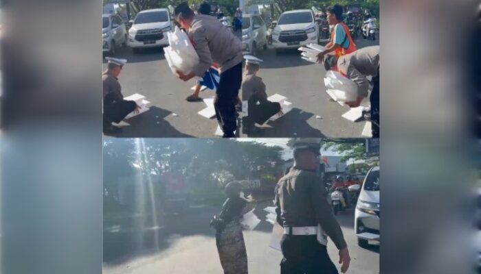 Peduli Lingkungan, Polsek Somba Opu Bersihkan Jalan dari Sampah Styrofoam