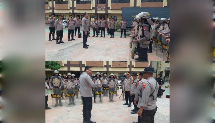 Kapolres Gowa Tinjau Latihan Pengendalian Massa Sat Samapta Menjelang Hari Buruh