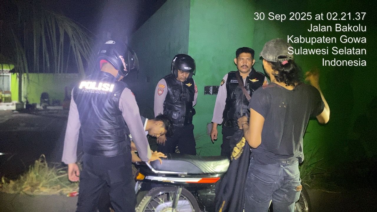 Unit Perintis Presisi Samapta Polres Gowa Intensifkan Patroli di Titik Rawan Kejahatan Jalanan