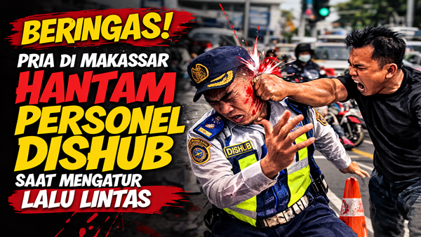 Tanpa Ampun! Pria di Makassar Hajar Petugas Dishub di Tengah Tugas Pengaturan Lalin
